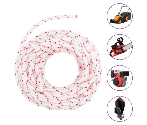 Pull Starter Cord Balta Ir Raudona Ø4 Mm 10 M Nailonas