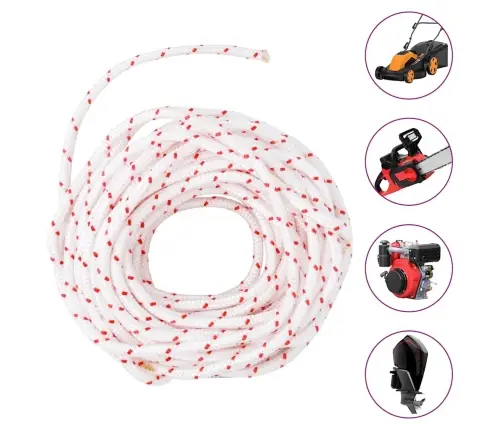 Pavelciet Startera Auklu, Balts Un Sarkans, Ø6 Mm 10 M, Neilons Vidaxl