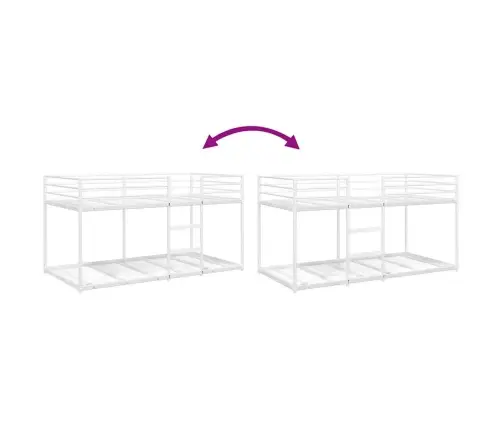 Dviaukštė Lova Be Čiužinio Balta 80X200 Cm Plienas