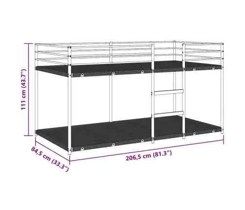 Dviaukštė Lova Be Čiužinio Balta 80X200 Cm Plienas