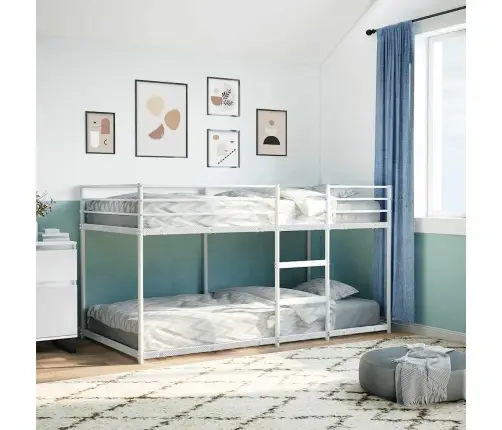 Dviaukštė Lova Be Čiužinio Balta 90X190 Cm Plienas