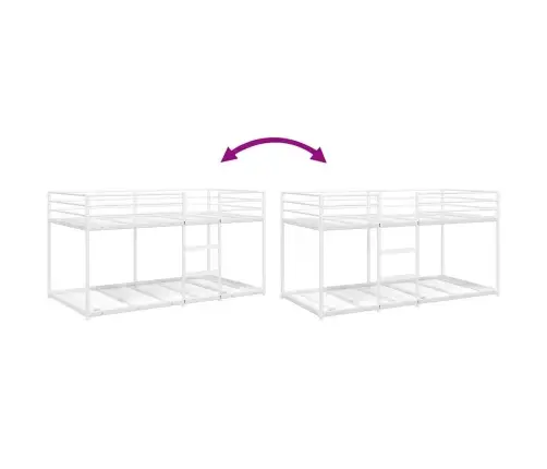 Divstāvu Gulta Bez Matrača Balts 100X200 Cm Tērauds Vidaxl