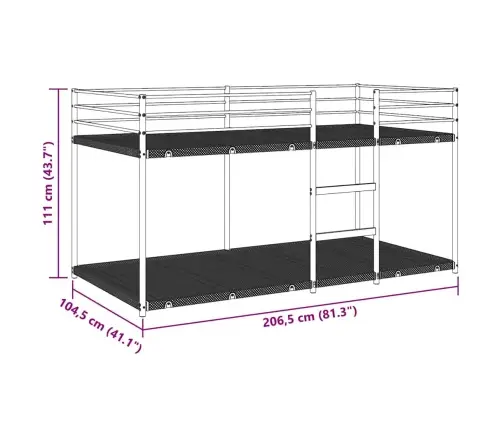 Divstāvu Gulta Bez Matrača Balts 100X200 Cm Tērauds Vidaxl