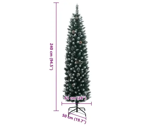 Mākslīgā Ziemassvētku Egle, Šaura, 240 Cm, 300 Led Vidaxl