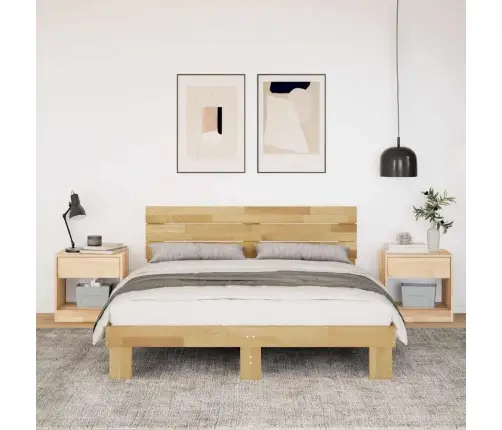 Voodiraam Peatsiga Ilma Madratsita 140X200 Cm Täispuidust Tamm