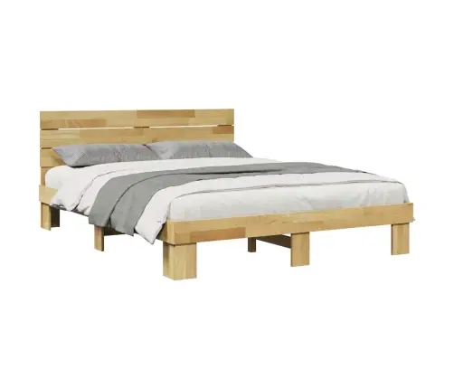 Voodiraam Peatsiga Ilma Madratsita 140X200 Cm Täispuidust Tamm