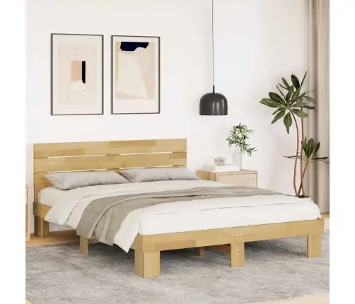 Voodiraam Peatsiga Ilma Madratsita 140X200 Cm Täispuidust Tamm