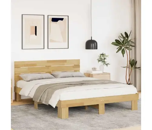 Gultas Rāmis Ar Galvgali Bez Matrača 160X200 Cm Masīvkoka Ozols Vidaxl