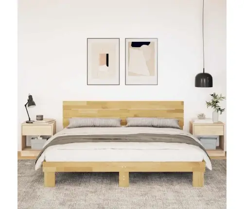 Gultas Rāmis Ar Galvgali Bez Matrača 180X200 Cm Masīvkoka Ozols Vidaxl