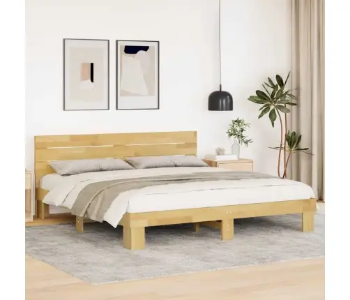 Gultas Rāmis Ar Galvgali Bez Matrača 180X200 Cm Masīvkoka Ozols Vidaxl