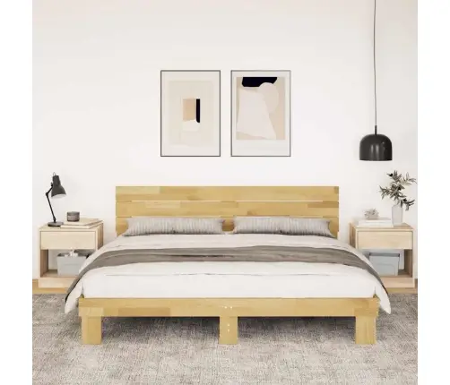 Lovos Rėmas Su Galvūgaliu Be Čiužinio 200X200 Cm Ąžuolo Masyvo