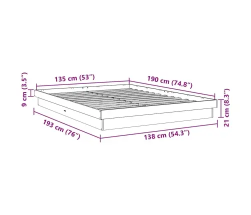 Gultas Rāmis Bez Matrača 135X190 Cm Masīvkoka Ozols Vidaxl