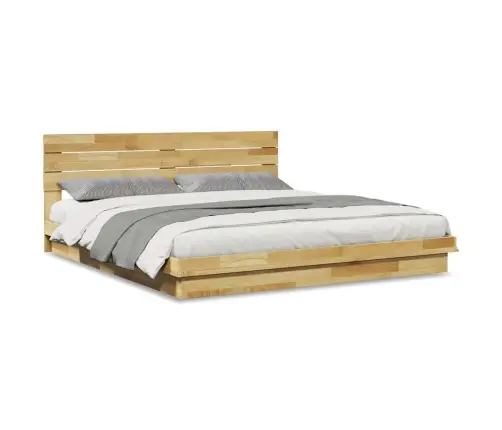 Gultas Rāmis Ar Galvgali Bez Matrača 200X200 Cm Masīvkoka Ozols Vidaxl