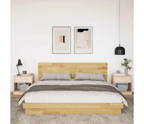 Gultas Rāmis Ar Galvgali Bez Matrača 200X200 Cm Masīvkoka Ozols Vidaxl