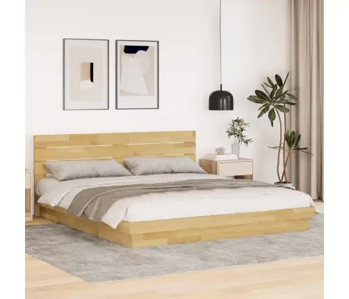 Gultas Rāmis Ar Galvgali Bez Matrača 200X200 Cm Masīvkoka Ozols Vidaxl