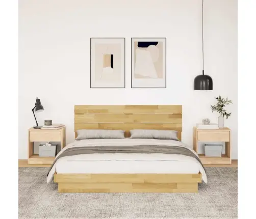 Gultas Rāmis Ar Galvgali Bez Matrača 135X190 Cm Masīvkoka Ozols Vidaxl