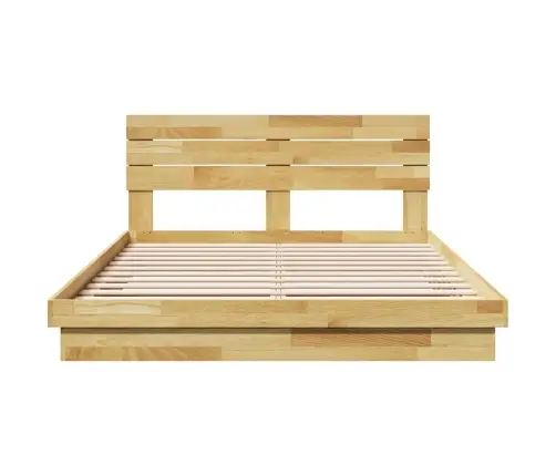 Gultas Rāmis Ar Galvgali Bez Matrača 135X190 Cm Masīvkoka Ozols Vidaxl