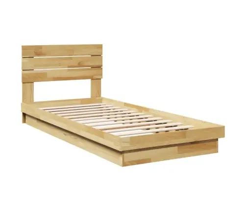 Gultas Rāmis Ar Galvgali Bez Matrača 75X190 Cm Masīvkoka Ozols Vidaxl