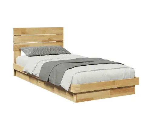 Gultas Rāmis Ar Galvgali Bez Matrača 75X190 Cm Masīvkoka Ozols Vidaxl