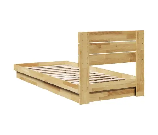 Gultas Rāmis Ar Galvgali Bez Matrača 75X190 Cm Masīvkoka Ozols Vidaxl