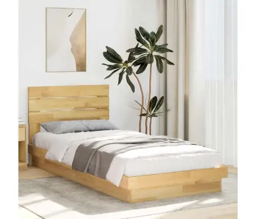 Gultas Rāmis Ar Galvgali Bez Matrača 75X190 Cm Masīvkoka Ozols Vidaxl