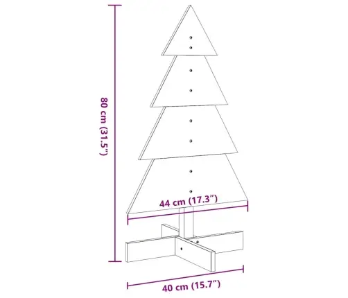 Puidust Jõulupuu Kaunistuseks, Vahapruun, 80 cm Männipuit