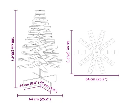 Koka Ziemassvētku Eglīte Vaska Brūna 100 Cm Priedes Masīvkoks Vidaxl