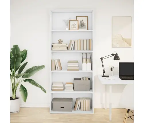 Grāmatu Plaukts, Balts, 80X30X189 Cm, Inženierijas Koks Vidaxl