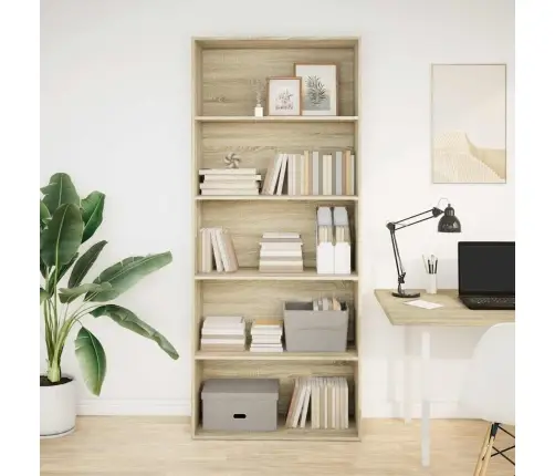 Grāmatu Plaukts, Ozola Krāsa, 80X30X189 Cm, Inženierijas Koks Vidaxl