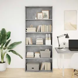 Grāmatu Plaukts, Betona Pelēks, 80X30X189 Cm, Inženierijas Koks Vidaxl