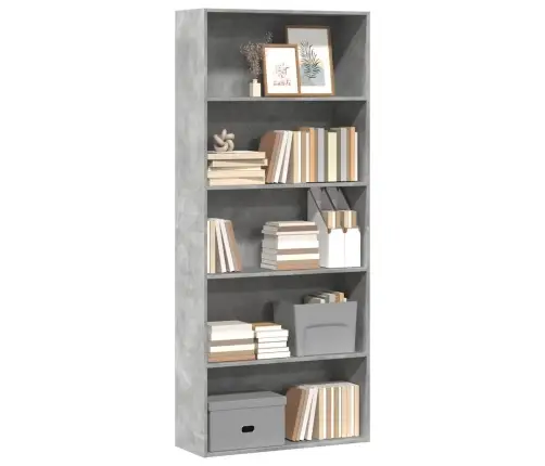 Grāmatu Plaukts, Betona Pelēks, 80X30X189 Cm, Inženierijas Koks Vidaxl