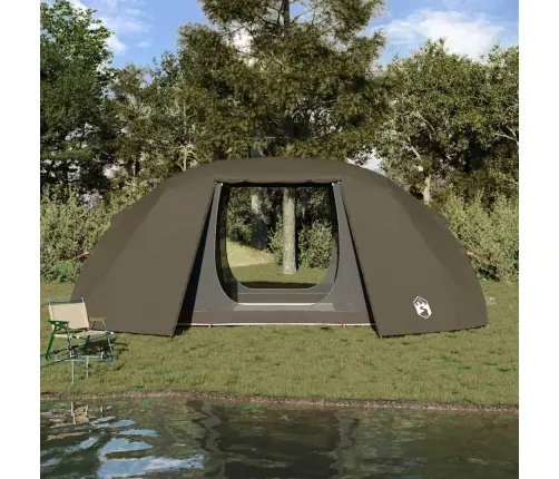 Makšķerēšanas Telts Brūna Poliesters 7 Cilvēkiem Salokāma Vidaxl