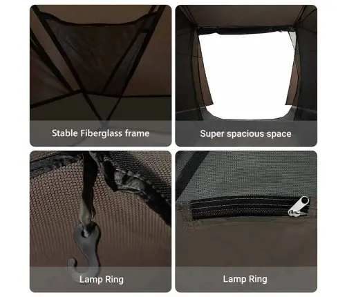 Makšķerēšanas Telts Brūna Poliesters 7 Cilvēkiem Salokāma Vidaxl