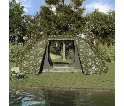 Zvejas Telts 7 Cilvēku Kamuflāžas Ūdensnecaurlaidīgs Vidaxl