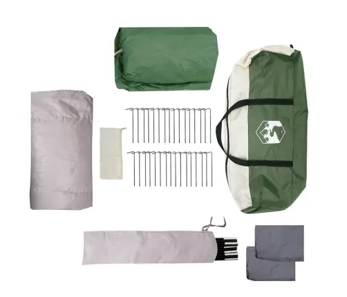 Šeimos Palapinė Su Stogu Žalia Ir Pilka 721 X 335 X 212 Cm