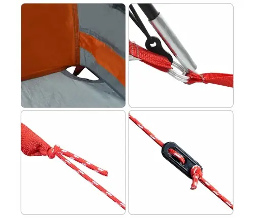 Ģimenes Telts Ar Logiem Dobumā Pelēka Un Oranža 6 Personas Ūdensizturīga Vidaxl