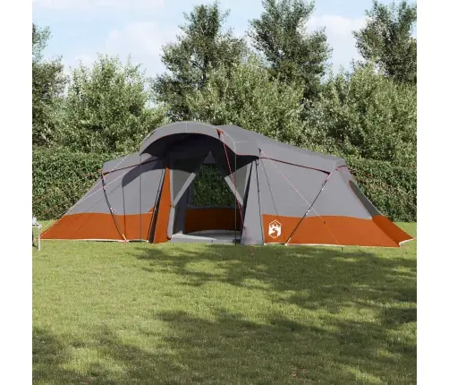 Ģimenes Telts Ar Logiem Dobumā Pelēka Un Oranža 6 Personas Ūdensizturīga Vidaxl