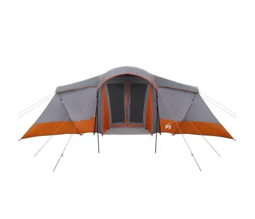 Ģimenes Telts Ar Logiem Dobumā Pelēka Un Oranža 6 Personas Ūdensizturīga Vidaxl