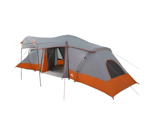 Ģimenes Telts Ar Logiem Dobumā Pelēka Un Oranža 6 Personas Ūdensizturīga Vidaxl