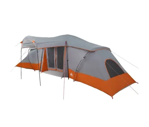 Ģimenes Telts Ar Logiem Dobumā Pelēka Un Oranža 6 Personas Ūdensizturīga Vidaxl