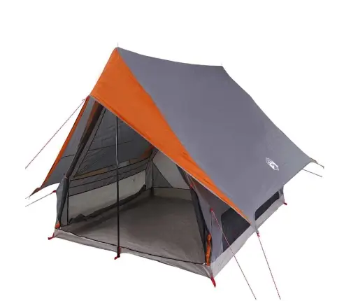 Kempinga Telts A-Rāmis 3-Personu Pelēka Un Apelsīna Ūdensizturīga Vidaxl