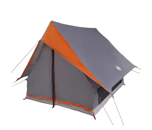 Kempinga Telts A-Rāmis 3-Personu Pelēka Un Apelsīna Ūdensizturīga Vidaxl