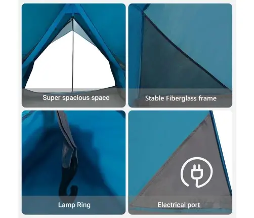 Kempinga Telts A Forma 5 Personām Zila Ūdensizturīga Vidaxl