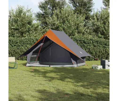 Kempinga Telts A Formas 5-Personām Pelēka Un Apelsīnu Ūdensizturīga Vidaxl