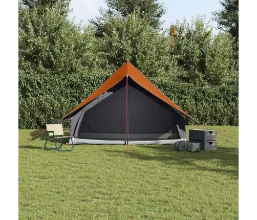 Kempinga Telts A Formas 5-Personām Pelēka Un Apelsīnu Ūdensizturīga Vidaxl