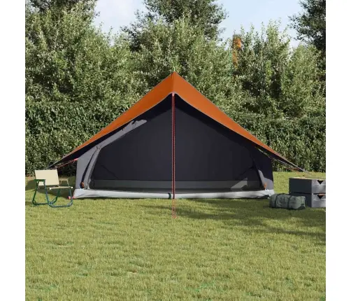 Ģimenes Telts A-Raam 7-Personām Pelēka Un Apelsīnu Ūdensizturīga Vidaxl