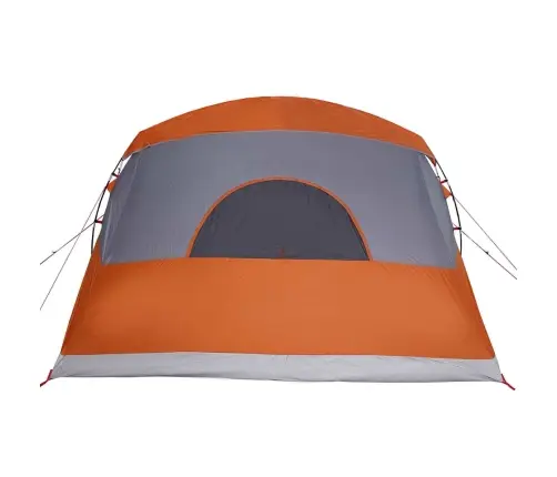 Ģimenes Telts Ar Logiem Un Tuneļa Pelēkā Un Oranžā Krāsā 8 Personām, Ūdensizturīga Vidaxl