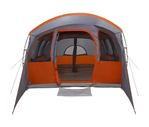 Ģimenes Telts Ar Logiem Un Tuneļa Pelēkā Un Oranžā Krāsā 8 Personām, Ūdensizturīga Vidaxl