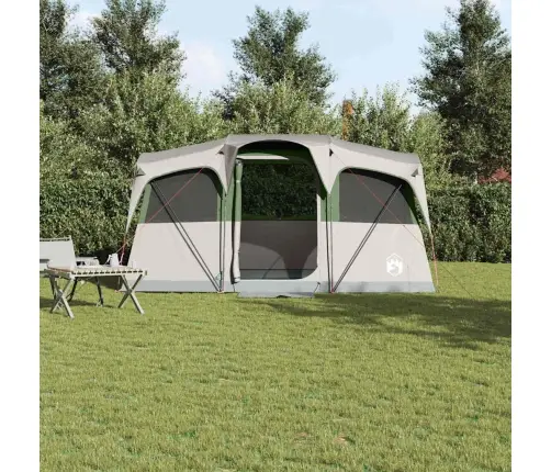 Ģimenes Telts Ar Logiem Kupolā Zaļā Krāsā 10 Personām Ūdensizturīga Vidaxl