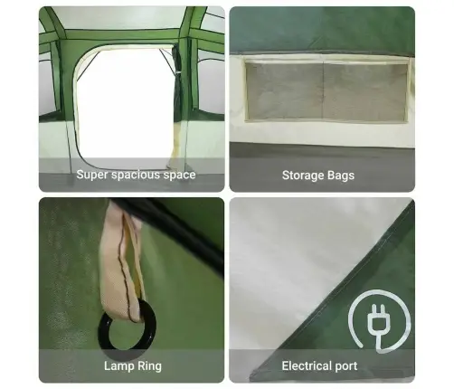 Šeimos Palapinė Su Stogu Balta Ir Žalia 435 X 255 X 216 Cm